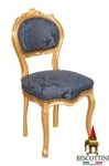 BISCOTTINI Fauteuil Rembourré Baroque Fauteuil Français Louis XVI Chaise Bleu