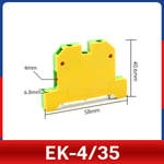 1 Pcs EK2.5 4 6 10 16 35/35 Montage Rapide Bornier de Terre Électrique Fil Connecteur DIN Jaune Vert SAK Rail Bornier - Type [EK4]-35