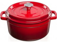 Cast Iron Pot Grand Feu, Minimalist Design "Casserole" With Lid, 3.5L, Red Color.