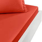 Sensei Maison - Drap Housse en Percale de Coton Bonnet 30 cm Soft Percale - 160x200 cm - Terracota