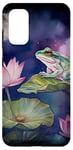 Coque pour Galaxy S20 Grenouille assise sur un tapis de lys fleur lotus lune nuit