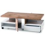 Table basse avec rangements en bois chêne laqué blanc mat - L.120 x H.40 x P.60 cm Pegane