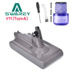 SWAREY-batteri för Dyson V11-serien 6000mAh Li-ion 25,2V med 2 postfilterelement och 1 borste och skruvmejsel