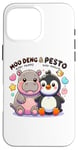 Coque pour iPhone 16 Pro Max Moo Deng Et Le Bébé Hippopotame Au Pesto Bébé Pingouin