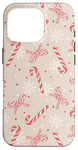 Coque pour iPhone 16 Pro Coquette de Noël en forme de canne à sucre d'orge beige neutre