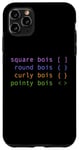 Coque pour iPhone 11 Pro Max Codeur informatique HTML drôle en bois carré en bois rond parenthèses