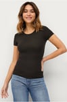 Gina Tricot - Topp Soft Touch Short Sleeve Top - Svart