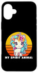 Coque pour iPhone 16 Plus Unicorn Is My Spirit Animal, licorne amusante, licorne arc-en-ciel