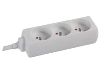 Perel Bloc multiprise, 3 Prises avec Terre française (Type E), 1.5 m, 3G1.5, Usage intérieur, Blanc