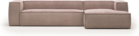 Blok, Chaiselong sofa, Højrevendt, lyserød, H69x330x174 cm, stof