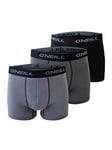 O'Neill Men's Boxer Shorts Plain Pack of 3 Briefs, Grey/Black (6569), L