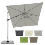 doppler Parasol carré 320x240 cm en gris clair - Parasol pendulaire pliable, pivotant & inclinable - Parasol de jardin avec protection UV 50+ - Parasol à manivelle en aluminium