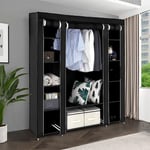 Armoire Rangement Chambre Penderie Pas Cher Noir Structure stable en Métaux 17213443cm - Sifree