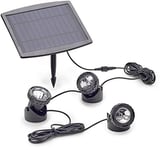 Pontec PondoSolar LED Set 3, eclairage 3 lampes LED avec panneau solaire, éclairage de bassin, éclairage de jardin