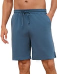 Demegimi Bas de Pyjama Homme Coton Pantalon Shorts Bermuda Court Élastique Ajustable Short de Pyjama Pyjama Homme Shorts avec Poches Bas de Pyjama pour Homme