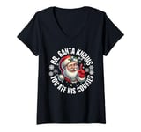 Womens Funny Christmas Doctor Santa Knows You Ate His Cookies V-Neck T-Shirt