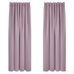 Deconovo Lot de 2 Rideaux avec Galon Fronceur Isolant Thermique Anti Froid Occultants Decoration Maison Rideau Adulte Rose Pale 140x210cm