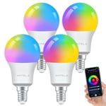 ANTELA Smart Bulb E14 Alexa Light Bulb A60 8W 806LM LED RGB Dimmable Bulb, 2700K-6500K Warm and Cool White, Smart Life App Control, Compatible with Google Home, 4PCS