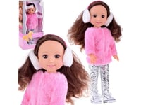 Jokomisiada Adorable Doll 38 Cm Rosa Pels Og Øreklokker Vinterklær Za4767