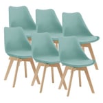 Lot de 6 Chaises de Salle à Manger Fläten Similicuir Hêtre Menthe en.casa