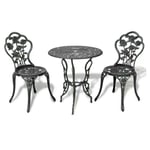 Les Tendances - Table ronde et 2 chaises de jardin métal coulé vert Bridge
