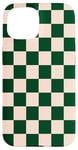 Coque pour iPhone 15 Grand damier vert foncé et crème clair