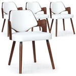 Lot de 4 chaises scandinaves Dima Bois Noisette et Blanc - Bois / Blanc
