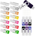 Clé USB 2 Go Lot de 20 Pcs Flash Memory Stick 2 Go USB2.0 Rotation Métal Clé USB à Vitesse Rapide, Clé USB, Multicolore