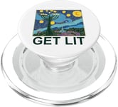 Get Lit Happy Hanukkah Menorah Candles Candelabrum Hebrew PopSockets PopGrip for MagSafe