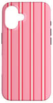 Coque pour iPhone 16 Rose Blanc Rouge Rayé Girly Esthétique Preppy Stripe