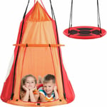 Nid de Balançoire pour Enfants φ100cm Extérieure avec Tente Anti-UV, Tente Balançoire Ronde Réglable en Hauteur de 100 à 160 cm, Balançoire de Jardin