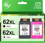 62 Xl Cartouche D'Encre Remplacement Pour Cartouche Hp 62 Noir Et Couleur Xl Pour Cartouche Hp 62Xl Pour Envy 5640 5540 7640 5547 5548 5642 5644 Officejet 5740 5742 200 250 (2Er-Pack)