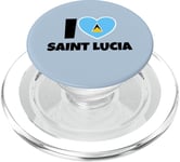 I Love Saint Lucia with Flag and Heart PopSockets PopGrip for MagSafe