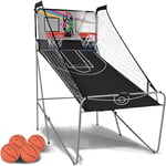 Relax4life - Panier de Basketball Pliable Électronique avec 1 Panneau d'Affichage, 2 Paniers, 4 Basket-Balls, 8 Modes de Jeu, Panier Basket Jeux