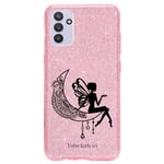 Coque Galaxy A14 4G 5G paillettes rose fee lune