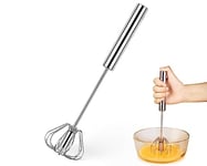 ds. distinctive style Semi Automatic Whisk 304 Stainless Steel Hand Push Spinning Whisk 12 Inch Egg Beater for Blending Eggs, Frothing Milk, Whipping Cream, etc.