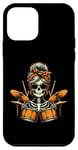 Coque pour iPhone 12 mini Fanny Squelette avec lunettes de soleil jouant de la batterie – Batteur