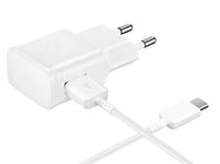 Cable USB-C + Chargeur Secteur Blanc Compatible avec Samsung Galaxy A20E / A40 / A50/A70/A80/A9 2018/A8 2018/A5 2017/A3 2017- Cable Type USB-C Mesure 1 Metre Chargeur Prise Murale Phonillico®