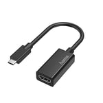 Hama Adaptateur USB-C vers HDMI 4K Garantie 10 Ans (Adaptateur Thunderbolt 3/4 USB-C vers HDMI, Compatible iPhone15, MacBook, iPad, iMac) Noir