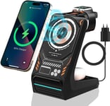 Chargeur Induction 3 En 1,Chargeur Sans Fil Pour Iphone 15 14 13 12 Pro Max Xiaomi Google, Rapide Induction Chargeur Pour Apple Watch Série, Station De Charge Airpods 2/3/Pro (Noir).[G67]