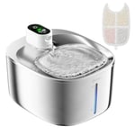 Fontaine a Eau Chat INOX sans Fil en Acier, 4L Fontaine pour Chat avec Capteur Automatique, Ultra Silencieux avec Batterie 4000 mAh, Disponible pour Les Animaux de Petite et Moyenne Taille-FS10PRO