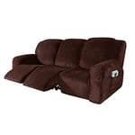 Housse de Fauteuil Inclinable Relax, Housse de Fauteuil Extensible en Velours, Housse de Fauteuil de Massage Lavable à la Maison, Protecteur de Fauteuil Inclinable (3 Place(8pièces), Marron)