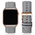 SUNFWR Leather Bands for Apple Watch Strap 45mm 44mm 42mm,Men Women Replacement Genuine Leather Strap for iWatch SE Series 7 6 5 4 3 2 1 Sport,Edition(42mm 44mm 45mm,Gray&Rosegold)