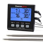 ThermoPro TP17B Thermomètre pour Viande Numérique à Double Sonde avec Grand Écran LCD Rétroéclairé Thermomètre de Cuisson Barbecue Grill Four Cuisine Fumoir avec Minuteur