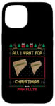 Coque pour iPhone 15 Pull moche avec inscription « All I Want For Christmas Is A Pan Flute Music »