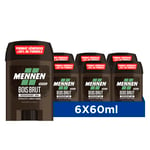 Mennen Natural Force Deodorant d'origine naturelle homme 48H stick large sans alcool anti traces - Lot de 6