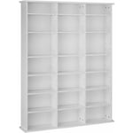 Helloshop26 - Armoire étagère bibliothèque rangement cd / dvd meuble de rangement 136,5 cm blanc