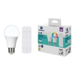 Kit de 2 ampoules LED connectées Myko E27 A60 806lm=60W variation de blancs et couleurs + télécommande Jacobsen blanc