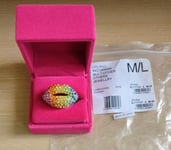 Kurt Geiger Lips Ring Medium/Large Q Rainbow Pride Brand New in Box RRP £99 BNIB