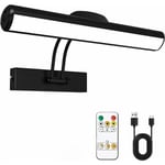 Lampe murale à Télécommande,Eclairage d'un tableau LED sans fil,tête d'éclairage LED rotative avec minuterie,Lampe d'image à bras pivotant à 180